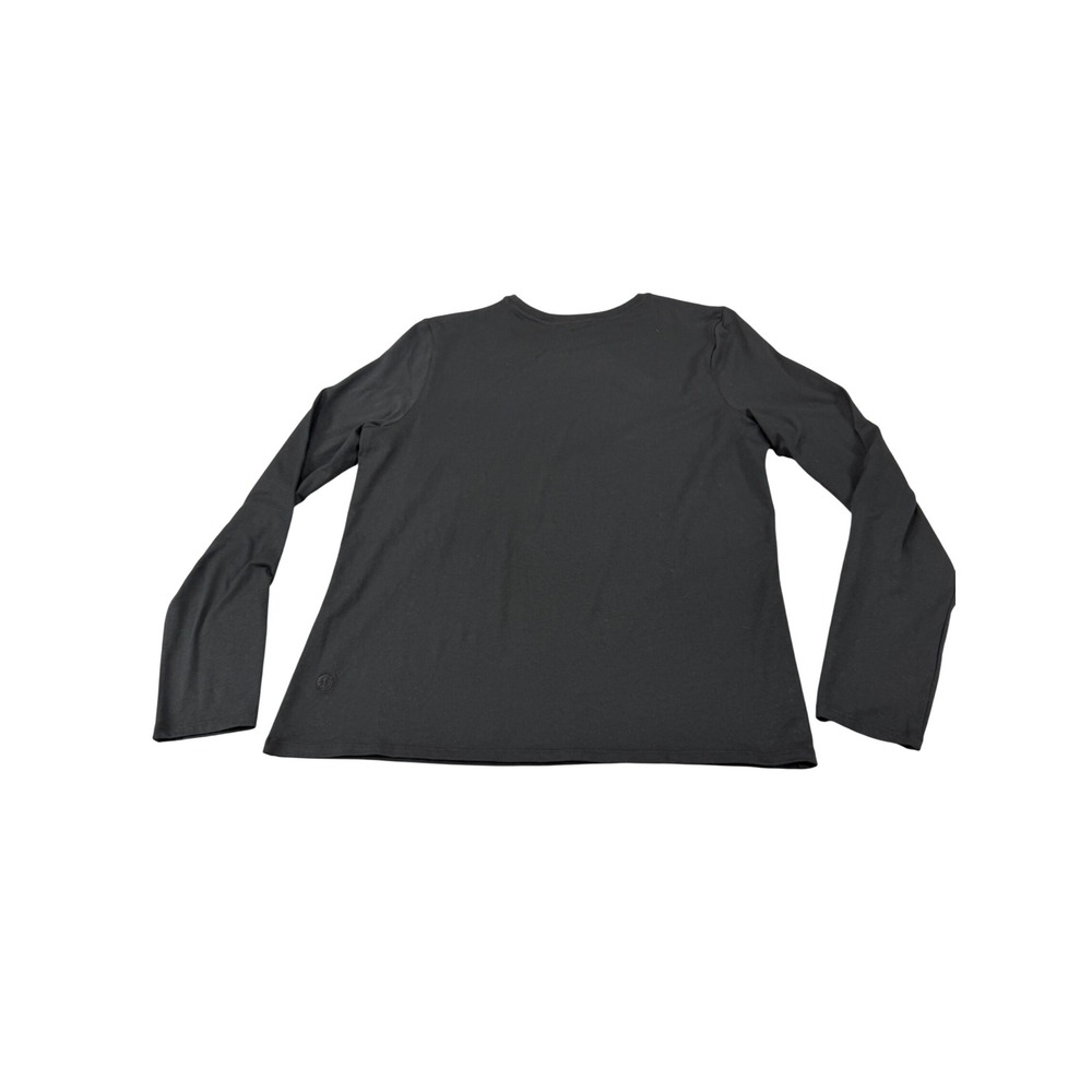 Lululemon Womens Black Long Sleeve Crew Neck Activewear Top Logo Relaxed Fit - Picture 2 of 8
